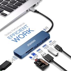 img 3 attached to 🔌 7-in-1 USB C Hub with 4K HDMI, USB 3.0, SD/TF Card Reader, 100W PD – Compatible with USB C Laptops, Nintendo, and Other Type C Devices (Blue)