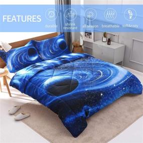 img 3 attached to DECMAY Blue Space Bedding Kids 3D Galaxy Comforter Set: Super Soft Fabric, Starry Sky Quilt Gift for Boys and Girls Twin (1 Comforter & 2 Pillow Shams)