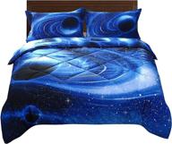 decmay blue space bedding kids 3d galaxy comforter set: super soft fabric, starry sky quilt gift for boys and girls twin (1 comforter & 2 pillow shams) logo