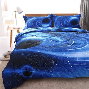 img 2 attached to DECMAY Blue Space Bedding Kids 3D Galaxy Comforter Set: Super Soft Fabric, Starry Sky Quilt Gift for Boys and Girls Twin (1 Comforter & 2 Pillow Shams)