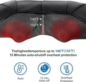 img 2 attached to 💆 HairGo Black Infrared Heating Kneading Neck Massager with Heat for Neck, Back and Legs - Electric Back Massagers Machine Suitable for Office, Car and Home