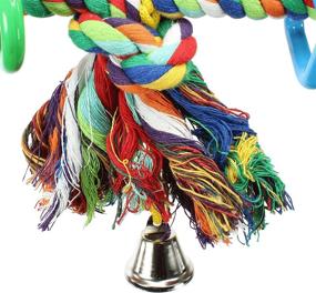 img 1 attached to 🦜 Bird Toy: Colorful Cotton Triangle Swing for Parrots, Parrotlets, Cockatoos, Macaws, African Greys - Bonka Rope Climb Hanging