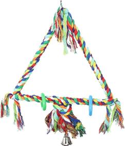 img 4 attached to 🦜 Bird Toy: Colorful Cotton Triangle Swing for Parrots, Parrotlets, Cockatoos, Macaws, African Greys - Bonka Rope Climb Hanging