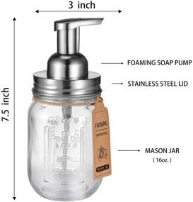 img 1 attached to Mason Jar Foaming Soap Dispenser - Stainless Steel Lid/BPA Free Foam Pump - Waterproof Chalkboard Labels - Farmhouse Bathroom Decor, Refillable & Eco-Friendly - Brushed Nickel (2 Pack)