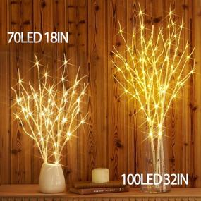 img 2 attached to Enhance Your Decor with 32IN Tall, White Twig Lights - Battery Operated, Timer, 100 LED - Perfect 🌲 for Vases, Indoors and Outdoors - Create a Winter Wonderland at Your Holiday Party with our Fudios Lighted Birch Branches