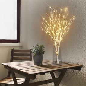 img 3 attached to Enhance Your Decor with 32IN Tall, White Twig Lights - Battery Operated, Timer, 100 LED - Perfect 🌲 for Vases, Indoors and Outdoors - Create a Winter Wonderland at Your Holiday Party with our Fudios Lighted Birch Branches