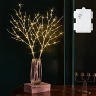 enhance your decor with 32in tall, white twig lights - battery operated, timer, 100 led - perfect 🌲 for vases, indoors and outdoors - create a winter wonderland at your holiday party with our fudios lighted birch branches логотип