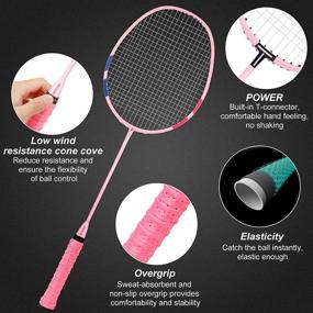 img 2 attached to 🏸 PIKASEN Badminton Rackets Set: 4 Rackets, 2 Bags, Shuttlecocks, Grip Tapes, and Protection Tapes - Perfect for Adults, Kids, Beginners, and Advanced Players