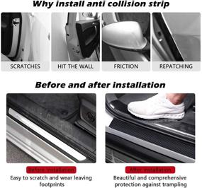 img 3 attached to 🚗 Carbon Fiber Car Door Edge Guards Wrap Film - 5D Gloss Black Vinyl, Self-Adhesive Automotive Wrap Film for Car Door Sill Protection, Anti-Collision - Universal Fit for Most Cars (1.2In x 33Ft, Black)