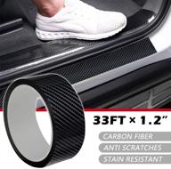 🚗 carbon fiber car door edge guards wrap film - 5d gloss black vinyl, self-adhesive automotive wrap film for car door sill protection, anti-collision - universal fit for most cars (1.2in x 33ft, black) logo