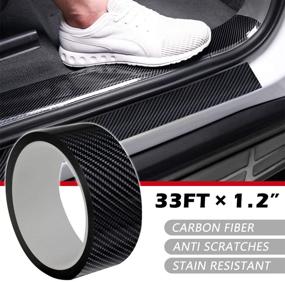 img 4 attached to 🚗 Carbon Fiber Car Door Edge Guards Wrap Film - 5D Gloss Black Vinyl, Self-Adhesive Automotive Wrap Film for Car Door Sill Protection, Anti-Collision - Universal Fit for Most Cars (1.2In x 33Ft, Black)