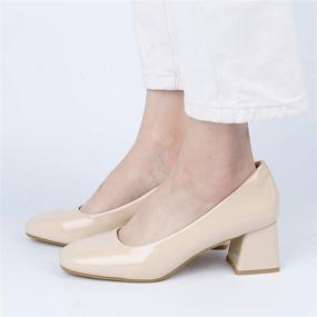 img 2 attached to 👠 Women's Chunky Square Heel Shoes and Pumps for Everyday Wear