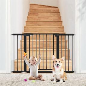 img 3 attached to 🚧 ALVOD Baby Gate: Auto Close Walk Thru Dog & Baby Gate for Stairs and Doorways, Extra Wide and High, Black