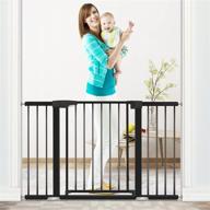 🚧 alvod baby gate: auto close walk thru dog & baby gate for stairs and doorways, extra wide and high, black логотип
