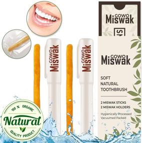 img 3 attached to 🦷 GOWO 2 Pack Miswak Sticks and Holders - Natural Teeth Whitening Kit - Organic Toothbrush - Toothpaste-Free - Herbal Teeth Whitener and Breath Freshener
