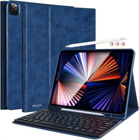 img 4 attached to 🔐 Premium Keyboard Case for iPad Pro 12.9 5th/4th/3rd Gen - Pencil Holder, Smart Keyboard - 2021/2020/2018 iPad Pro 12.9 inch