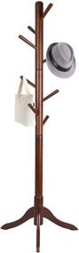 img 4 attached to 🧥 Vlush Wooden Free Standing Coat Rack with 8 Hooks - Coat Hat Tree Hanger Holder for Entryway Hall Tree - Solid Rubber Wood Base, for Coats, Hats, Clothes, Scarves, Handbags, Umbrellas - Coffee