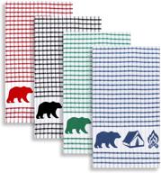 4-piece assorted cackleberry home wilderness camping terrycloth kitchen towels with windowpane check fabric logo