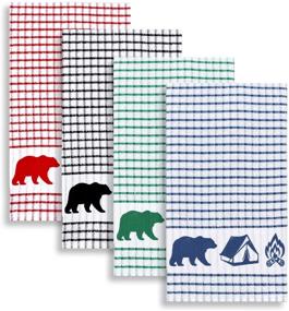 img 4 attached to 4-Piece Assorted Cackleberry Home Wilderness Camping Terrycloth Kitchen Towels with Windowpane Check Fabric