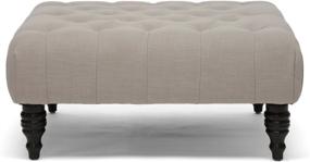 img 3 attached to 🪑 Keswick Linen Modern Tufted Ottoman by Baxton Studio - Beige