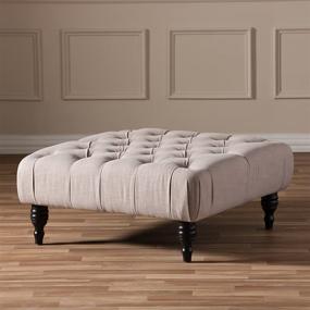 img 1 attached to 🪑 Keswick Linen Modern Tufted Ottoman by Baxton Studio - Beige