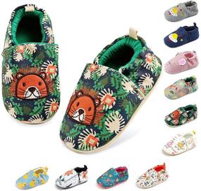 img 4 attached to Non Skid Rubber Sole Baby Walking Shoes Cartoon Infant Sneakers - Cute Toddler House Shoes for Baby Girls (6-24 Months)