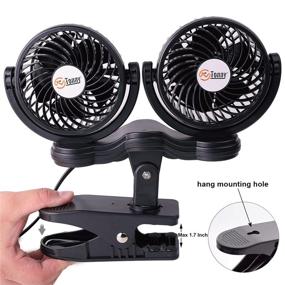 img 1 attached to 🚘 TN TONNY Dual Head Clip Fan for Vehicles or Home - 4 Inches Electric Car Clip Fans with 360° Rotation, 12V Cooling Air Fan with Stepless Speed Regulation