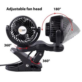 img 2 attached to 🚘 TN TONNY Dual Head Clip Fan for Vehicles or Home - 4 Inches Electric Car Clip Fans with 360° Rotation, 12V Cooling Air Fan with Stepless Speed Regulation