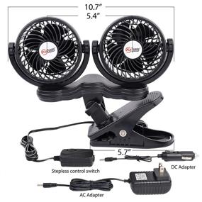 img 3 attached to 🚘 TN TONNY Dual Head Clip Fan for Vehicles or Home - 4 Inches Electric Car Clip Fans with 360° Rotation, 12V Cooling Air Fan with Stepless Speed Regulation