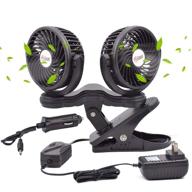 🚘 tn tonny dual head clip fan for vehicles or home - 4 inches electric car clip fans with 360° rotation, 12v cooling air fan with stepless speed regulation logo