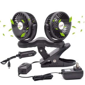 img 4 attached to 🚘 TN TONNY Dual Head Clip Fan for Vehicles or Home - 4 Inches Electric Car Clip Fans with 360° Rotation, 12V Cooling Air Fan with Stepless Speed Regulation