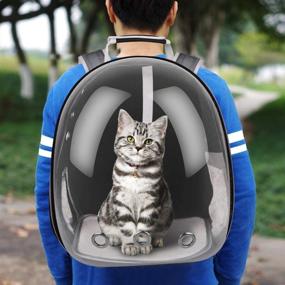 img 3 attached to 🐱 FPVERA Cat Backpack Carrier Black: Pet Bubble Rucksack with Clear Carrying Capsule and Space Backpack for Cats
