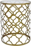 palais furnishings 'feuilles' metal barrel end table: quatrofoil brass beauty logo