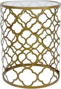 img 2 attached to Palais Furnishings 'Feuilles' Metal Barrel End Table: Quatrofoil Brass Beauty