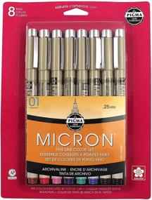 img 1 attached to Sakura Pigma Micron Blister Card Ink Pen Set - Assorted Colors, Size 01, 8-Count Set