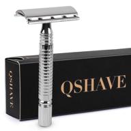 qshave short handle classic double edge lighter travel safety shaving razor - perfect for men and women - 1 pc logo