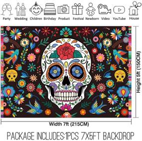 img 3 attached to 🎉 Vibrant Allenjoy 7x5ft Day of The Dead Backdrop - Perfect for Mexican Fiesta Sugar Skull Flowers Photography, Dia DE Los Muertos Birthday Party Supplies, Fiesta Banner Table Decor & Photo Booth Studio!