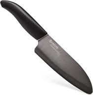 черный клинок ножа santoku серии kyocera advanced 🔪 из керамики revolution, 5-1/2 дюйма логотип