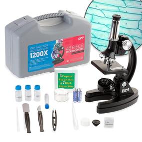 img 4 attached to AmScope-KIDS M30-ABS-KT1 Beginner Microscope Kit with LED and Mirror Illumination, Multiple Magnifications from 120x to 1200x, Sturdy Metal Frame and Base, Includes 48-Piece Accessory Set and Case in Black