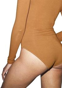 img 3 attached to 👗 Stylish American Apparel Women's Cotton Spandex Long Sleeve Cross V Bodysuit: Comfort and Elegance Combined
