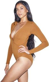 img 1 attached to 👗 Stylish American Apparel Women's Cotton Spandex Long Sleeve Cross V Bodysuit: Comfort and Elegance Combined