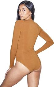 img 2 attached to 👗 Stylish American Apparel Women's Cotton Spandex Long Sleeve Cross V Bodysuit: Comfort and Elegance Combined