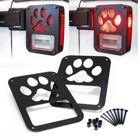 img 4 attached to 🐾 Xprite Aluminum Alloy Tail Light Cover Guard for Jeep Wrangler JK Unlimited (2007-2018) - Dog Paw Design - Set of 2 Taillights