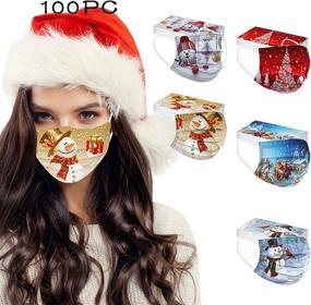 img 3 attached to JINF Christmas 50PC Adult Print Disposable Face Mask for Parties, Unisex Women Men Face Cover, Mouth Cover - Party Masks