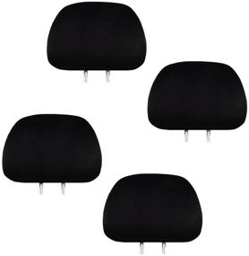 img 1 attached to 🚗 Enhance Your Ride with Yupbizauto 4X Solid Black Polyester Universal Headrest Covers with Foam Backing – Set of 4