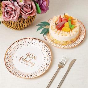 img 2 attached to Crisky 40 Fabulous Disposable Plates: Elegant Rose Gold 40th Birthday Decorations for Women - 50 Count, 9 inches