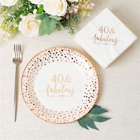 img 3 attached to Crisky 40 Fabulous Disposable Plates: Elegant Rose Gold 40th Birthday Decorations for Women - 50 Count, 9 inches