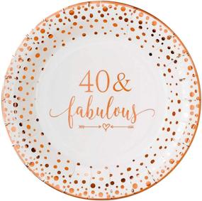 img 4 attached to Crisky 40 Fabulous Disposable Plates: Elegant Rose Gold 40th Birthday Decorations for Women - 50 Count, 9 inches