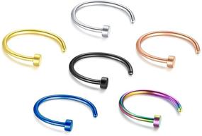 img 3 attached to Feramox 18G 316L Stainless Steel Nose Rings Hoop - Trendy Body Jewelry Set of 6PCS