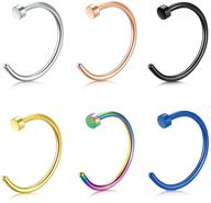 feramox 18g 316l stainless steel nose rings hoop - trendy body jewelry set of 6pcs logo